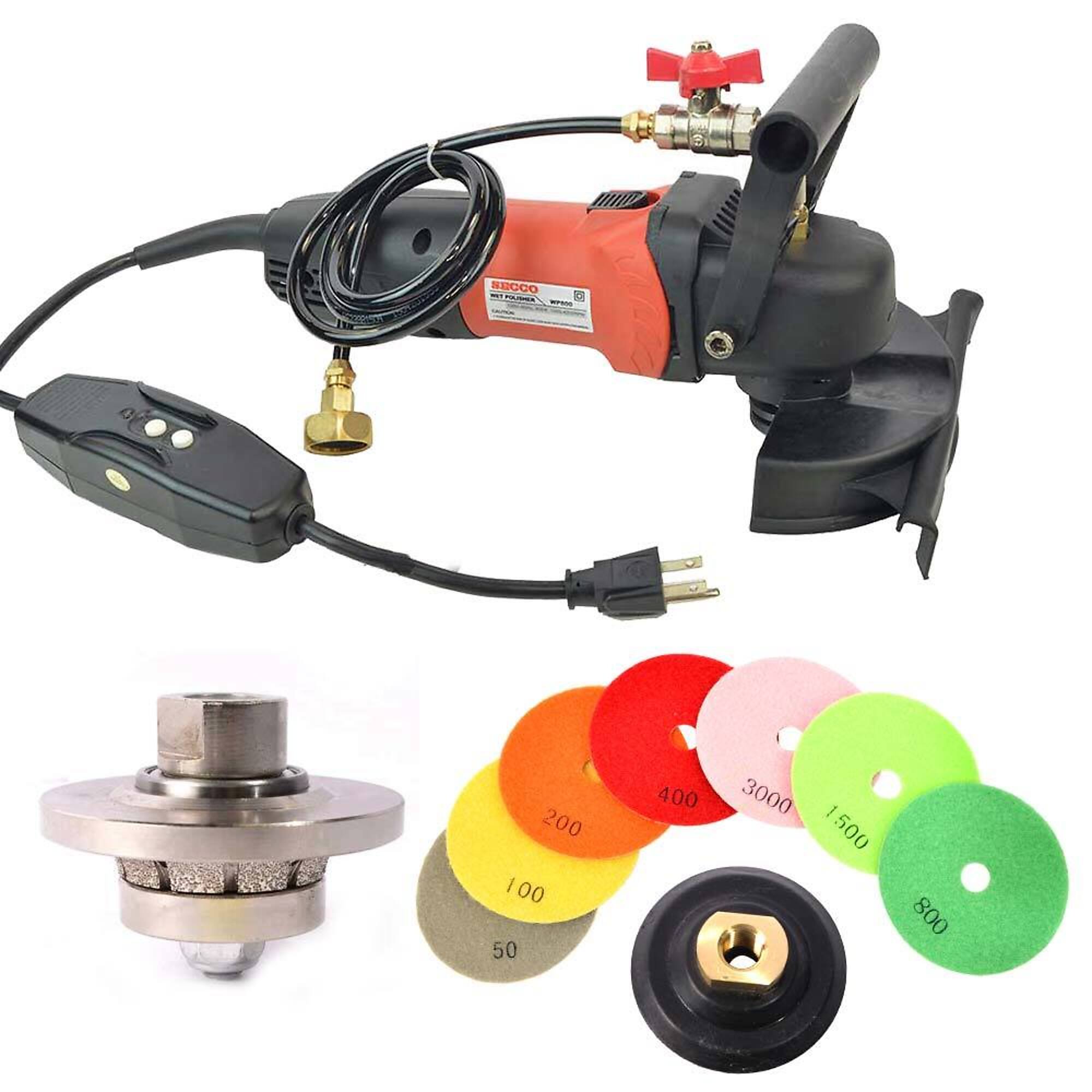 Hardin 38WVPOLSET 3/8-Inch Radius Stone and Concrete 1/4 Round Bullnose Shaping and Wet Polishing Kit